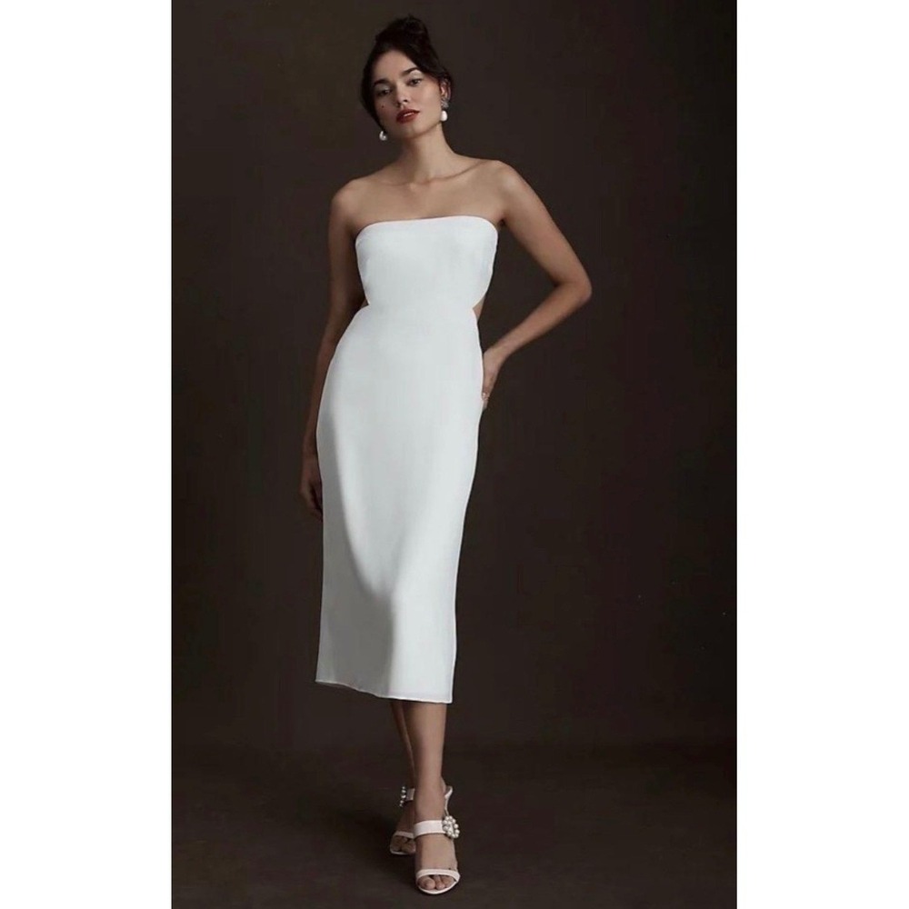 Sachin & Babi Sadie Strapless White Midi‎ Dress NWT Size 2
